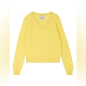 Jumper 1234 Lemon Cropped V Neck 100% Cashmere Sweater S